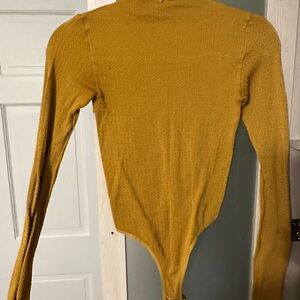 Free People Mustard Bodysuit